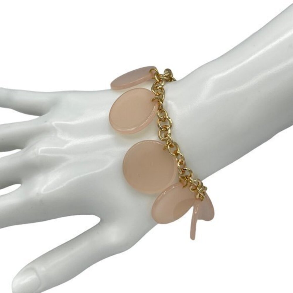 g by Gennaro Link Pink Disc Statement Pendant Charm Bracelet